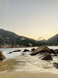 Scenic view of sea against clear sky