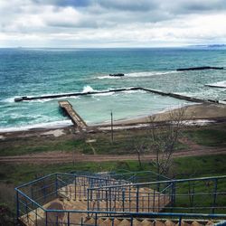 Scenic view of sea against cloudy sky