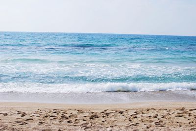 Scenic view of sea against clear sky