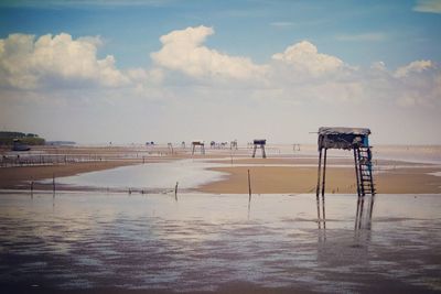 Scenic view of beach against sky