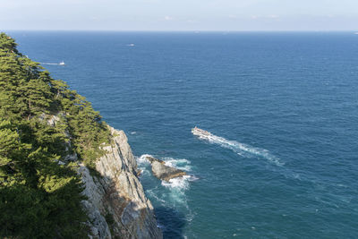 High angle view of sea against sky