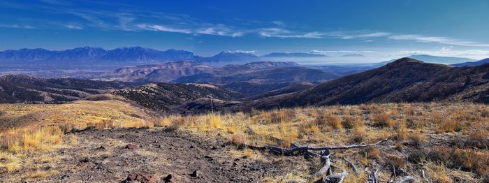 Views of wasatch front rocky mountains oquirrh mountains yellow fork rose canyon in salt lake utah