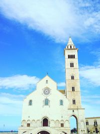 Low angle view of church against blue sky