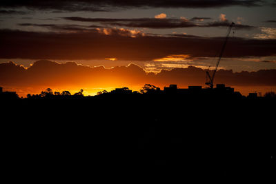 Silhouette trees against sky during sunset