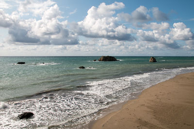 Scenic view of beach against sky