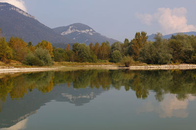 Scenic view of lake against sky