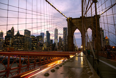 View of suspension bridge in city