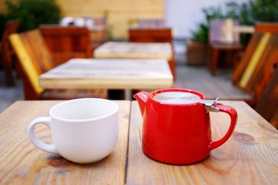 Close-up of coffee cup on table