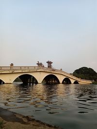 Bridge over river against clear sky
