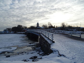 View of snow covered city in winter