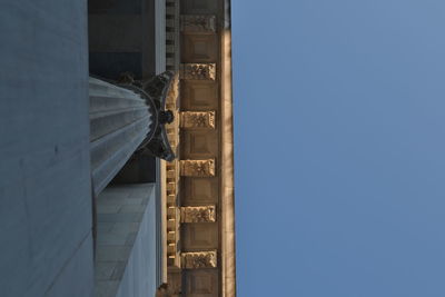 Directly below shot of historic building against clear sky