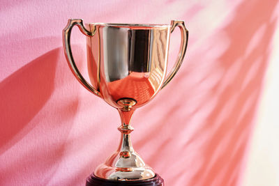 Close up of trophy on the red background