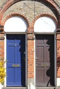 Closed door of building
