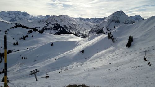 Scenic view of snowcapped mountains