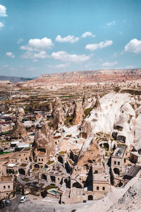 High angle view of buildings in city