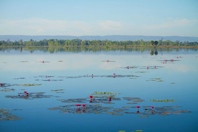 Scenic view of lake against sky