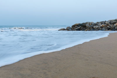 Panoramic landscape view of  gokarna main beach or gokarna middle beach in karnataka in india.