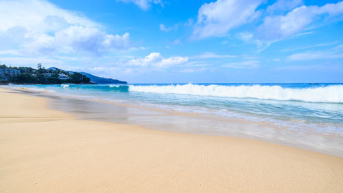 Scenic view of beach against sky