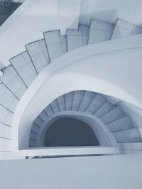 High angle view of spiral staircase of building