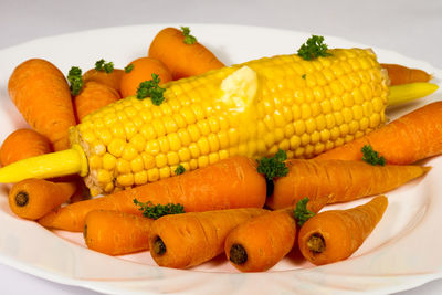 Close-up of orange in plate