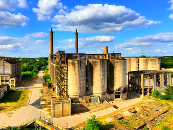 Industry building against cloudy blue sky