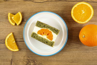 High angle view of food on table