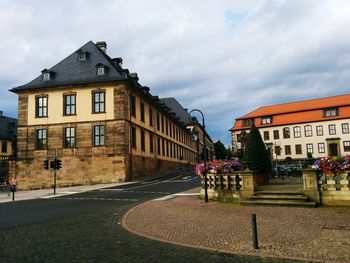 Road passing through residential buildings