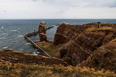 High angle view of abandoned beach against sky