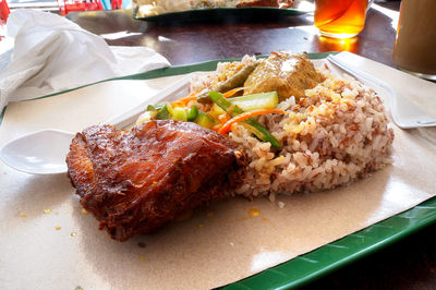 Close-up of food on table