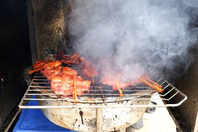 Meat on barbecue grill