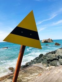 Scenic view of beach against blue sky