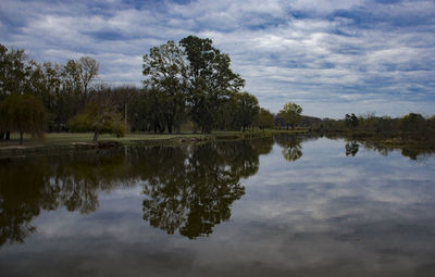 Scenic view of lake against sky