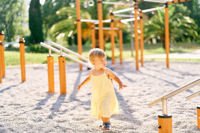 Boy playing on playground