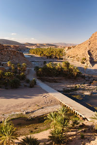 Scenic view of desert against clear sky