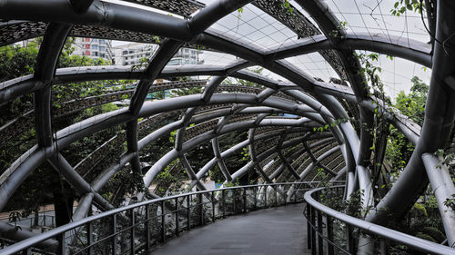 Walking bridge of yantian district central park, low angle view of bridge