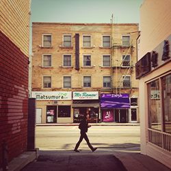 Woman standing in city