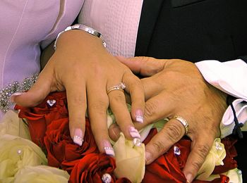 Close-up of couple holding hands