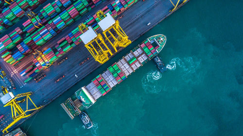 High angle view of commercial dock