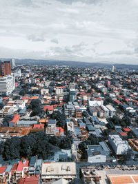 High angle view of townscape against sky