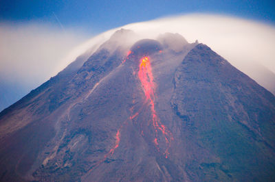 Scenic view of volcanic mountain against sky