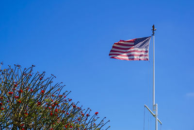 Low angle view of american flag