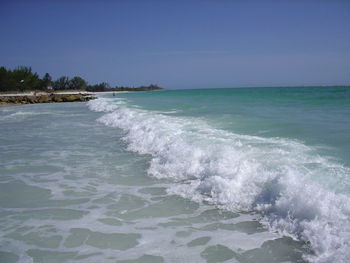 Waves splashing on rocks