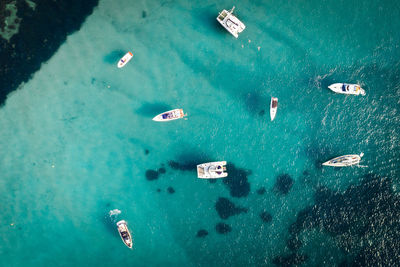 High angle view of people on beach