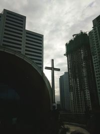 Low angle view of skyscrapers against sky