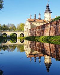 Reflection of building in lake