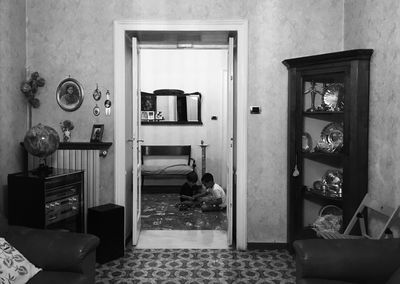 Interior of open door