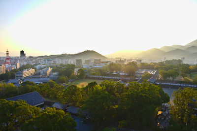 View of cityscape at sunset