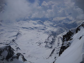 Snow covered mountains against sky