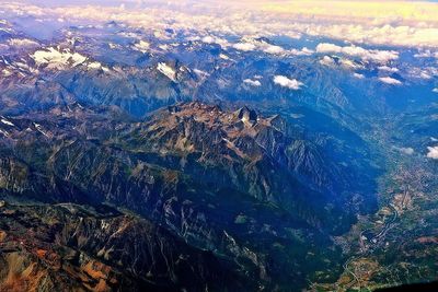 High angle view of snow covered mountain