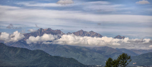 Scenic view of mountains against sky